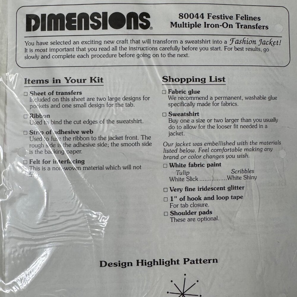 Dimensions Festive Felines Iron-On Transfer Kit Holiday Fashion 1992 Cats Kitten - Picture 5 of 8
